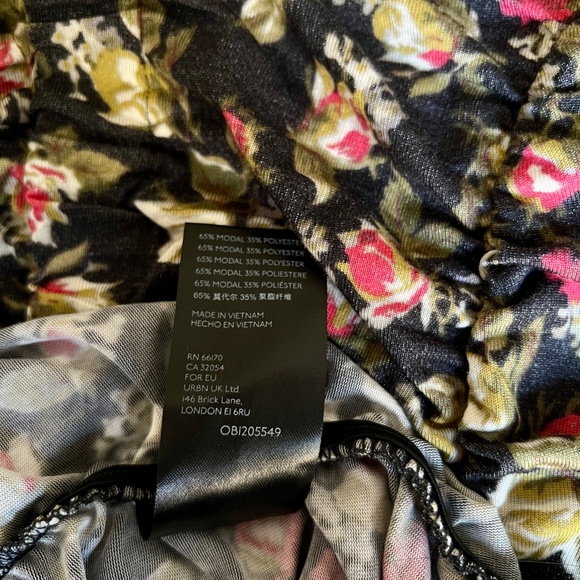 Urban Outfitters Green Floral Cinched V-Neck Mini Dress | Size M - Picture 4 of 5